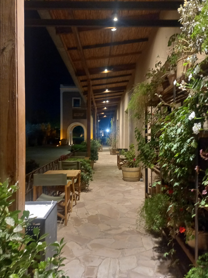 Outdoor restaurant area of the Los Toneles winery